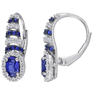 Xe O[X fB[X ANZT[ sAXECO Stella Grace Sterling Silver Lab-Created Blue & White Sapphire Ovaleverback Earringsterling zCg