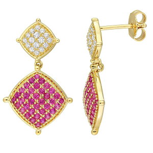 Xe O[X fB[X ANZT[ sAXECO Stella Grace Gold Tone Sterling Silver Lab-Created Ruby & Lab-Created White Sapphire Lozenge Drop Earringsterling zCg