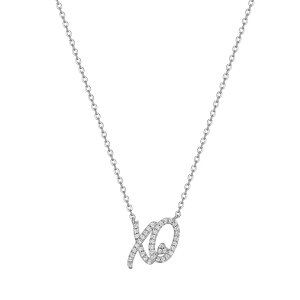 Aufbh fB[X ANZT[ lbNXE`[J[Ey_ggbv [X Unbranded Rhodium-Plated Sterling Silver 1/5 Carat.W Diamond "X & O" Necklace Sterling Vo[