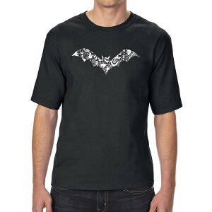 �G���G�[�|�b�v�A�[�g �����Y �g�b�v�X T�V���c �g�[�� LA Pop Art Bat Pics - Men's Tall And Long Word Art-shirt Black �u���b�N