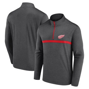 �A���u�����f�b�h �����Y �g�b�v�X T�V���c Unbranded Men's Heather Charcoal Detroit Red Wings Head-to-Head Raglan Quarter-Zip Top Rdw Charco �`���R�[��