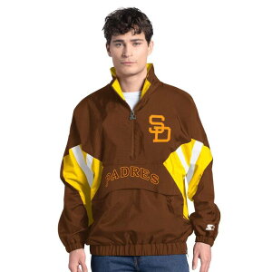 �X�^�[�^�[ �����Y �g�b�v�X T�V���c Men'starter Brown San Diego Padres Cooperstown Chief Half-Zipullover Pad Brown �u���E��