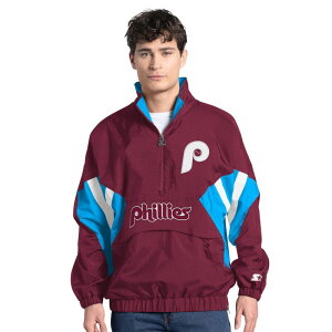 �X�^�[�^�[ �����Y �g�b�v�X T�V���c Men'starter Burgundy Philadelphia Phillies Cooperstown Chief Half-Zipullover Phl Med Re �o�[�K���f�B