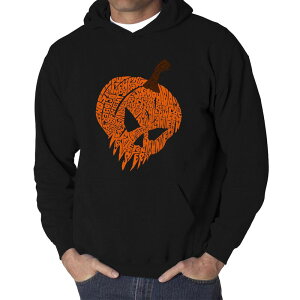 �G���G�[�|�b�v�A�[�g �����Y �g�b�v�X T�V���c �X�E�F�b�g LA Pop Art Evil Pumpkin - Men's Word Art Hooded Sweatshirt Black �u���b�N