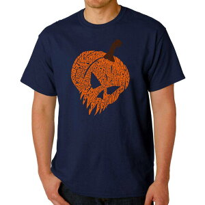 �G���G�[�|�b�v�A�[�g �����Y �g�b�v�X T�V���c LA Pop Art Evil Pumpkin - Men's Word Art-Shirt Navy �l�C�r�[