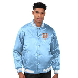 yz X^[^[ Y WPbgEu] AE^[ Men's Starter Light Blue New York Mets Locker Room Satin Full-Snap Varsity Jacket Met Light