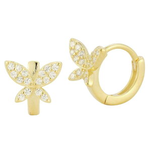 yz Sunkissed Sterling fB[X sAXECO ANZT[ Sunkissed Sterling Cubic Zirconia Butterfly Hoop Earrings Gold Tone