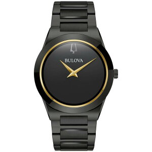 yz uo Y rv ANZT[ Bulova Men's Millennia Black Ion-Plated Stainless Steel Gold Accent Dial Bracelet Watch - 98A313 Black