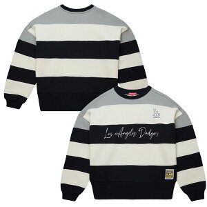 �~�b�`�F��&�l�X ���f�B�[�X �g�b�v�X T�V���c �X�E�F�b�g �t���[�X Women's Mitchell & Ness Gray/Black Los Angeles Dodgers Cooperstown Collection Blocked Fleece Pullover Sweatshirt Lad Grey �O���[