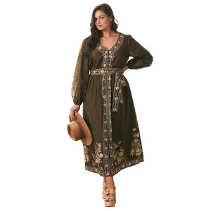 �A�x�j���[ ���f�B�[�X �g�b�v�X �����s�[�X �v���X�T�C�Y �L���b�v �P�[�v �}�L�V Avenue Women's Plusizethereal Escape Maxi Dress Olivethereal �I���[�u