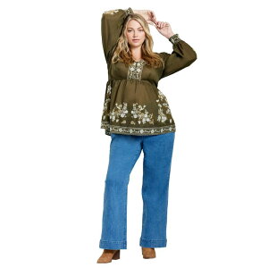 �A�x�j���[ ���f�B�[�X �g�b�v�X �V���c �v���X�T�C�Y �L���b�v �P�[�v Avenue Women's Plusizethereal Escape Top Olivethereal �I���[�u