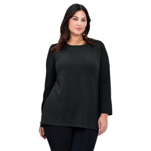 yz Axj[ fB[X jbgEZ[^[ AE^[ Avenue Women's Plus Size Breanna Eyelet Detail Hacci Top Black