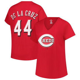 【送料無料】 プロファイル レディース Tシャツ トップス Women'sProfile Elly De La Cruz Red Cincinnati Reds Plus Size Name & Number V-Neck T-Shirt Red Red