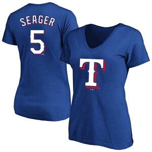 �v���t�@�C�� ���f�B�[�X �g�b�v�X T�V���c �v���X�T�C�Y Women'sProfile Corey Seageroyal Texas Rangers Plusize Name & Number T-Shirt Rgr Blue �u���[
