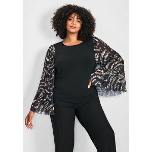 yz Axj[ fB[X TVc gbvX Avenue Women's Plus Size Mylo Mesh Bell Sleeve Top Animal Instinct