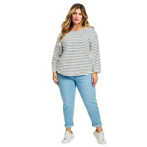 �A�x�j���[ ���f�B�[�X �g�b�v�X T�V���c �v���X�T�C�Y Avenue Women's Plusize Aimee Stripe Top Navy Ivory �A�C�{���[