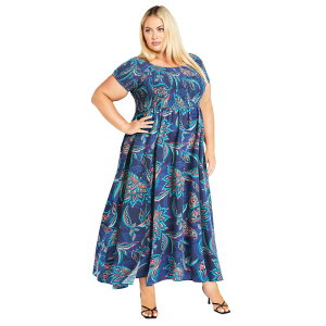 �A�x�j���[ ���f�B�[�X �g�b�v�X �����s�[�X �v���X�T�C�Y Avenue Women's Plusize Raelyyn Shirred Bodice Dress Coral Coast �R�[����