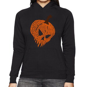 �G���G�[�|�b�v�A�[�g ���f�B�[�X �g�b�v�X T�V���c �X�E�F�b�g LA Pop Art Evil Pumpkin - Women's Word Art Hooded Sweatshirt Black �u���b�N
