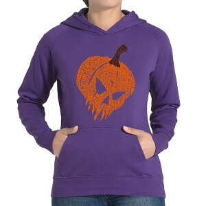 �G���G�[�|�b�v�A�[�g ���f�B�[�X �g�b�v�X T�V���c �X�E�F�b�g LA Pop Art Evil Pumpkin - Women's Word Art Hooded Sweatshirt Pink �s���N