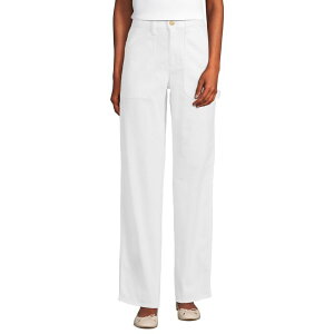 �����Y�G���h ���f�B�[�X �{�g���X �J�W���A���p���c Women's Lands' End Herringbone Chino High Rise Utility Pants White �z���C�g