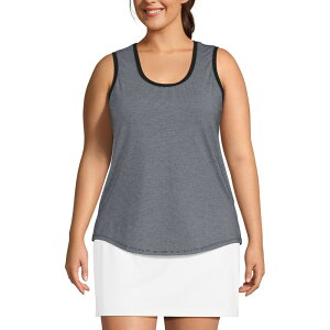 �����Y�G���h ���f�B�[�X �g�b�v�X T�V���c �v���X�T�C�Y �m�[�X���[�u Plusize Lands' End Sleeveless Power Performance Scoop Neck Tunic Tank Top Black Pinstripe �u���b�N