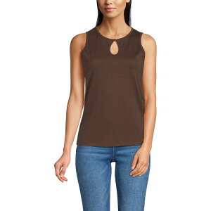 �����Y�G���h ���f�B�[�X �g�b�v�X T�V���c Women's Lands' End Supima Keyhole Tank Top Rich Coffee �R�[�q�[