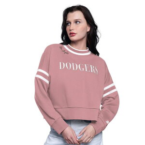 �X�^�[�^�[ ���f�B�[�X �g�b�v�X T�V���c �X�E�F�b�g �N���b�v�h Women'starter Pink Los Angeles Dodgers Power Play Cropped Pullover Sweatshirt Lad Pink �s���N