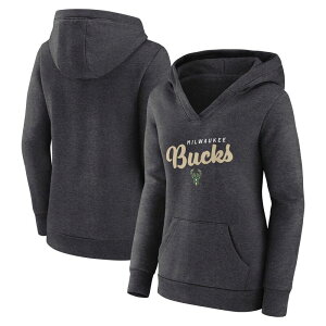�A���u�����f�b�h ���f�B�[�X �g�b�v�X T�V���c V�l�b�N �p�[�J�[ Unbranded Women's Heather Charcoal Milwaukee Bucks Triumphant V-Neck Pullover Hoodie Buk Charco �`���R�[��