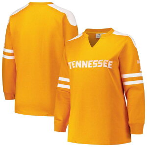 yz t@ieBNX fB[X TVc gbvX Women's Fanatics Tennessee Orange Tennessee Volunteers Plus Size Contrast Sleeve Fleece Pullover Sweatshirt Ten Orange