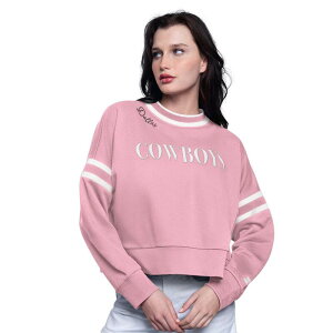 �X�^�[�^�[ ���f�B�[�X �g�b�v�X T�V���c �X�E�F�b�g �N���b�v�h Women'starter Pink Dallas Cowboys Power Play Cropped Pullover Sweatshirt Cow Pink �s���N
