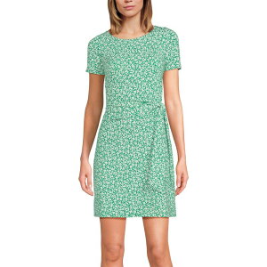 �����Y�G���h ���f�B�[�X �g�b�v�X �����s�[�X �~�j �R�b�g�� Women's Lands' End Short Sleeve Cotton Modal Wrap Mini Dress Clover Blossoms