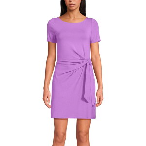 �����Y�G���h ���f�B�[�X �g�b�v�X �����s�[�X �~�j �R�b�g�� Women's Lands' End Short Sleeve Cotton Modal Wrap Mini Dressoft Orchid