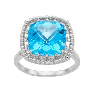 �A���u�����f�b�h ���f�B�[�X �A�N�Z�T���[ �����O Unbranded Sterling Silver Blue Topaz Square Halo Ring Sterling �u���[