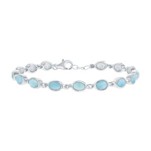 yz Aufbh fB[X uXbgEoOEANbg ANZT[ Sterling Silver Larimar Oval Bracelet Silvertone