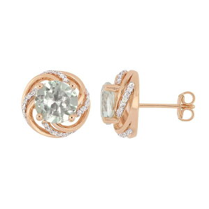 yz Xe O[X fB[X sAXECO ANZT[ Stella Grace 18k Rose Gold Over Silver Green Quartz & White Topaz Earrings Silver Tone
