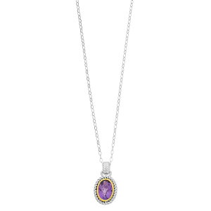 yz Aufbh fB[X lbNXE`[J[Ey_ggbv ANZT[ Two Tone Sterling Silver Oval Amethyst Pendant Necklace Two Tone