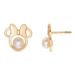 fBYj[ fB[X ANZT[ sAXECO Disney's Minnie Mouse 14k Gold Pearl Stud Earrings Gold Tone S[h