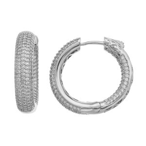 �A���u�����f�b�h ���f�B�[�X �A�N�Z�T���[ �s�A�X�E�C�������O Unbranded Sterling Silver & Cubic Zirconia Pave Inside Outube Hoop Earringsterling �V���o�[