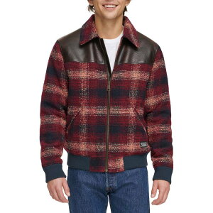 ���[�o�C�X �����Y �A�E�^�[ �W���P�b�g�E�u���]�� �E�[�� ���U�[ �t�F�C�N���U�[ Men's Levi'sR Faux Wool & Faux Leather Trucker Jacket Red ���b�h
