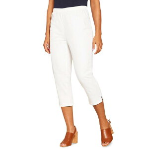 ���A�}���Y ���f�B�[�X �{�g���X �J�W���A���p���c �v���X�T�C�Y �g�[�� �L���b�v Roaman's Women's Plusize Tall Comfort Stretch Capri Jean White Denim �z���C�g