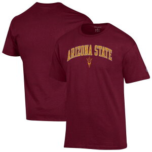yz `sI Y TVc gbvX Men'sChampion Maroon Arizona State Sun Devils Arch Over Logo T-Shirt Asu Red