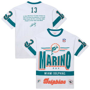 �~�b�`�F��&�l�X �����Y �g�b�v�X T�V���c ���B���e�[�W ���S Men'sMitchell & Ness Dan Marino White Miami Dolphins Name & Number Team Origins Vintage Logo T-Shirt Dol White �z���C�g