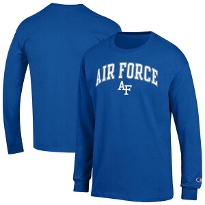 yz `sI Y TVc gbvX Men'sChampion Royal Air Force Falcons Arch Over Logo Long Sleeve T-Shirt Afa Blue