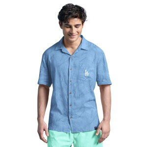 �}���K���[�^�r�� �����Y �g�b�v�X T�V���c ���l�� Men's Margaritaville Blue Los Angeles Dodgers Linen Party Button-Up Shirt Lad Blue �u���[