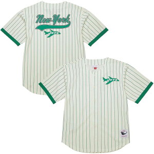 �~�b�`�F��&�l�X �����Y �g�b�v�X T�V���c ���B���e�[�W ���b�V�� ���S Men'sMitchell & Ness Cream New York Jets Vintage Logo Final Seconds Full-Button Mesh Top Jet Beige �x�[�W��