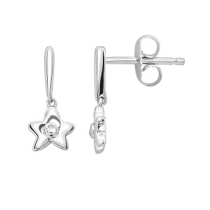 yz Aufbh fB[X sAXECO ANZT[ Little Diva Diamonds Sterling Silver Diamond Accent Star Drop Earrings - Kids White