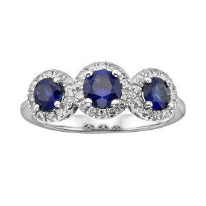 yz Aufbh fB[X O ANZT[ The Regal Collection 14k White Gold Genuine Sapphire and 1/5-ct. T.W. IGL Certified Diamond 3-Stone Frame Ring Blue
