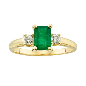 �y���������z �A���u�����f�b�h ���f�B�[�X �����O �A�N�Z�T���[ The Regal Collection 14k Gold Genuine Emerald & 1/5-ct. T.W. IGL Certified Diamond 3-Stone Ring Green