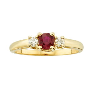 yz Aufbh fB[X O ANZT[ The Regal Collection 14k Gold Genuine Ruby & 1/6-ct. T.W. IGL Certified Diamond 3-Stone Ring Red