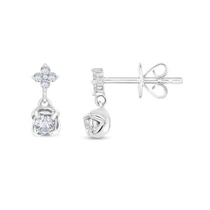 Aufbh fB[X ANZT[ sAXECO t[ t[ Unbranded 10k White Gold 1/5 Carat.W. Diamond Floral Double Drop Earrings 10k White Gold zCg